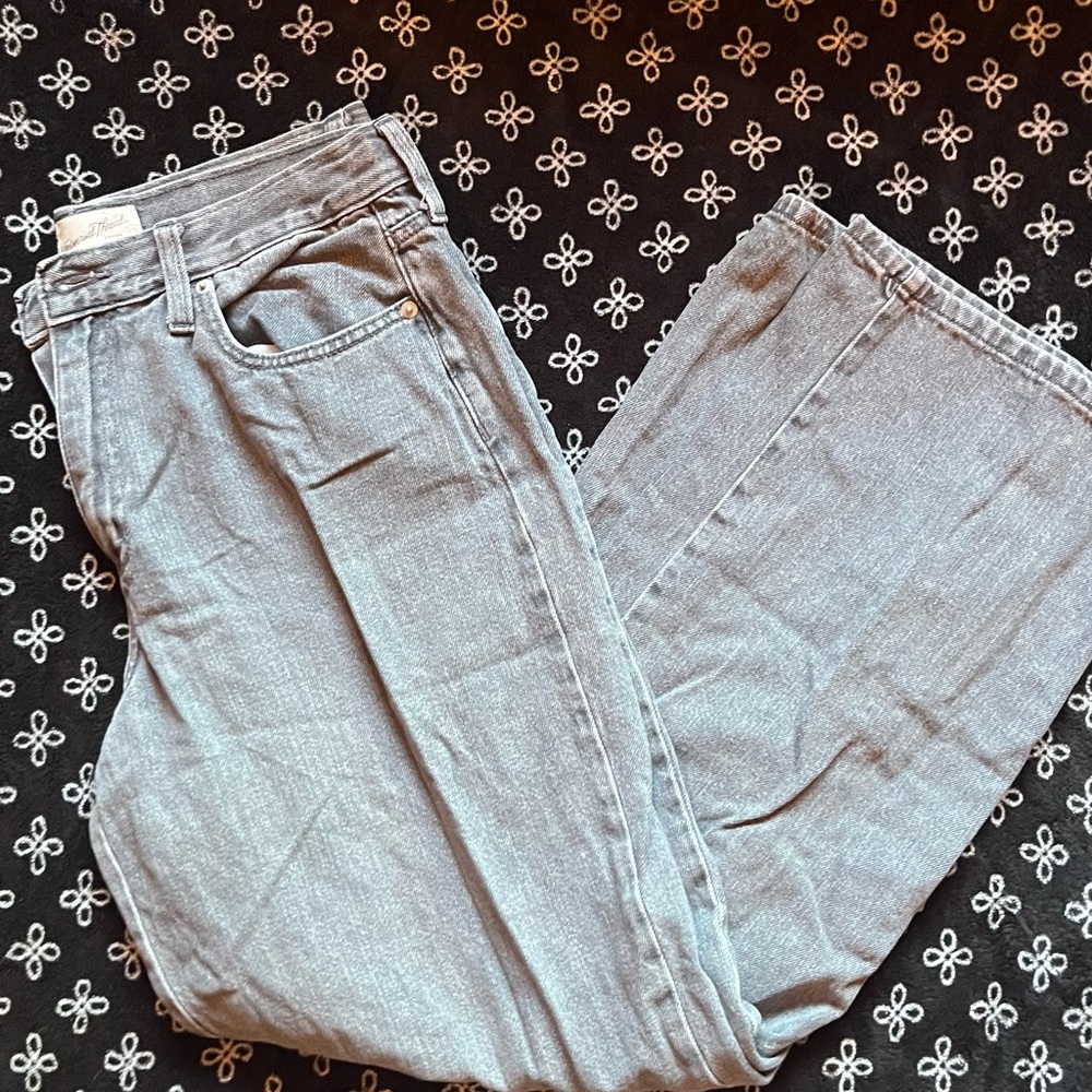 light gray high waisted wide leg jeans